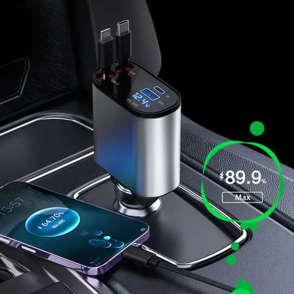 4-in-1 Retractable Car Charger
